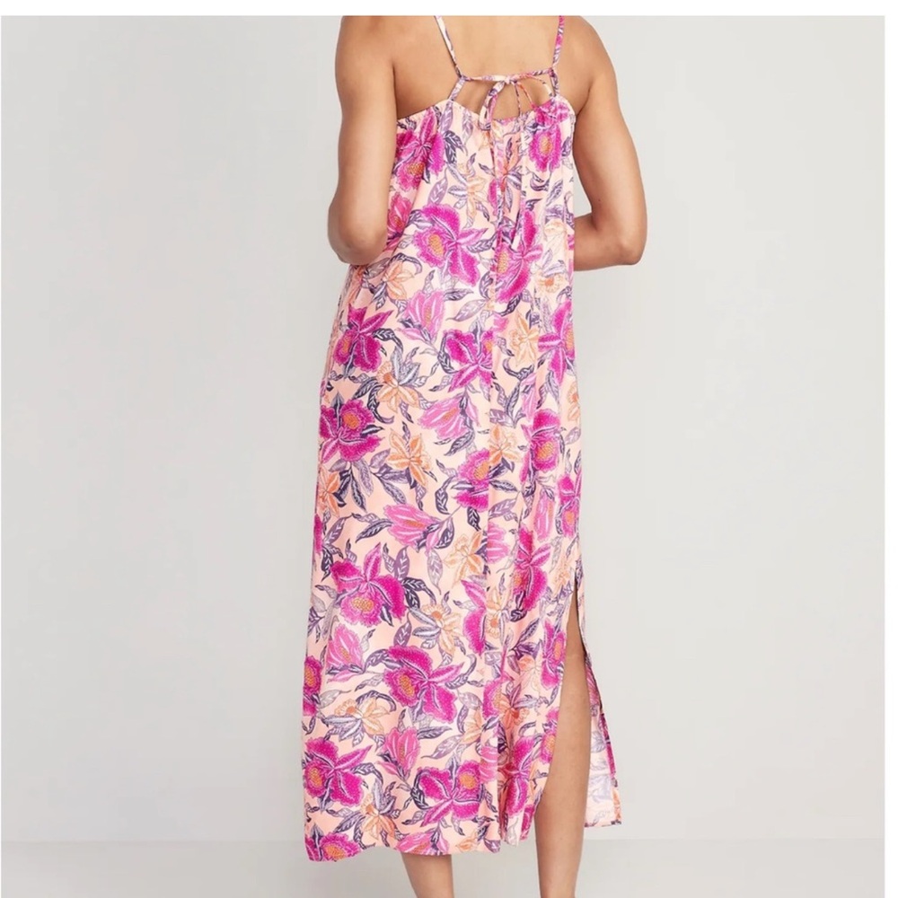 Old Navy Womens Maxi Dress Size L Floral neck tie